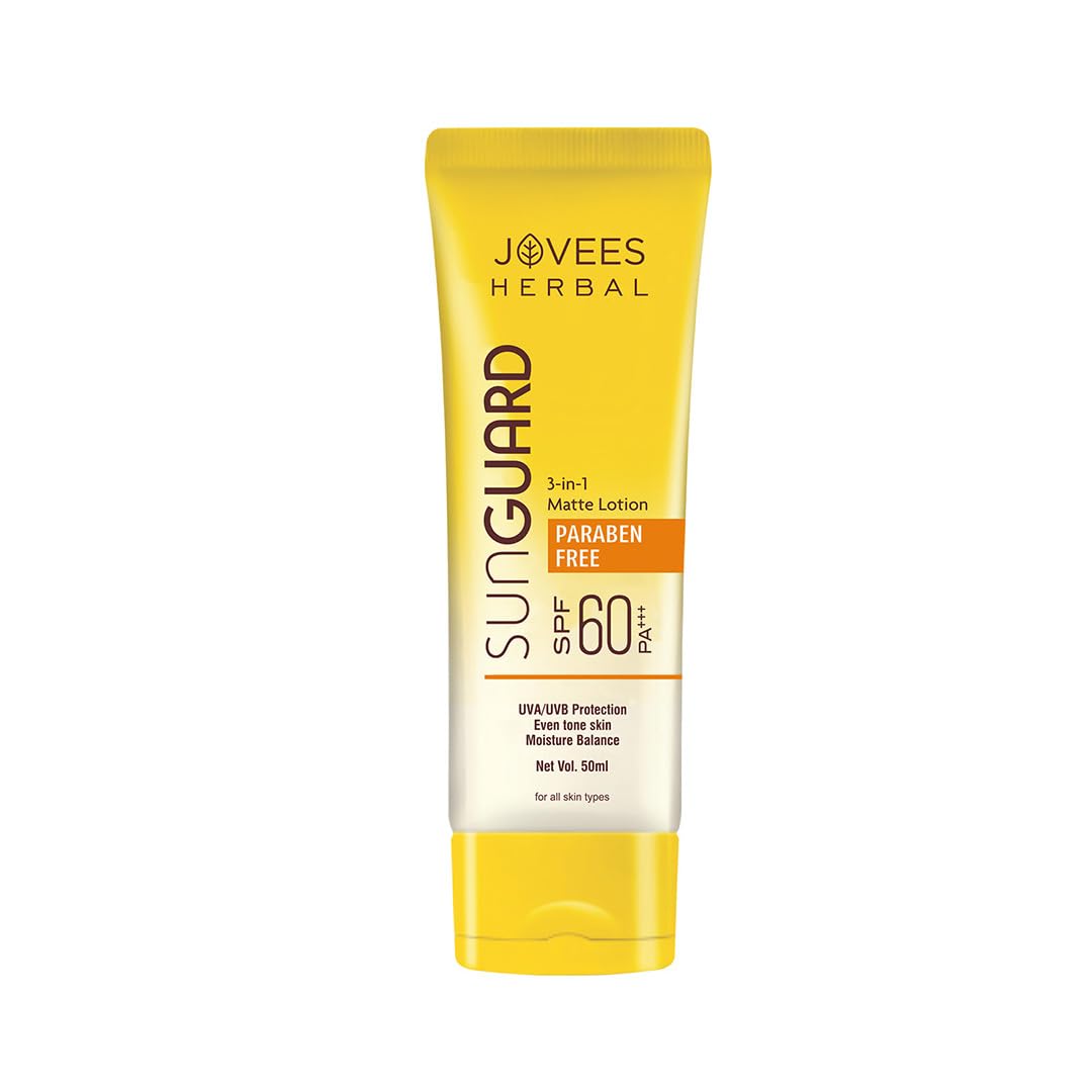 Jovees Herbal Sun Guard Sunscreen Lotion Spf 60 Pa+++ Broad Spectrum For All Skin | 3 In 1 Matte Lotion Uva/Uvb Protection, Mois