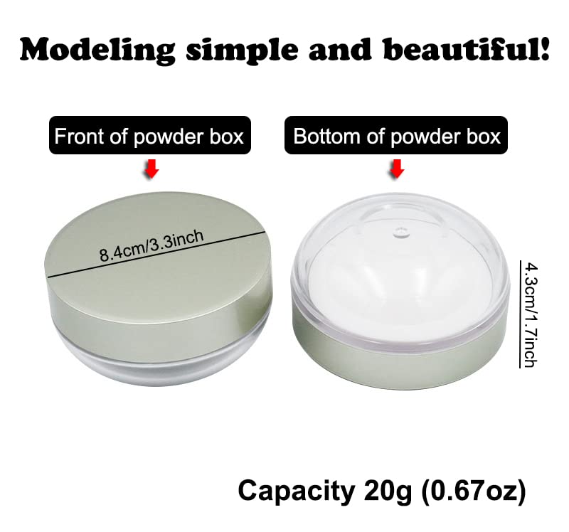 Akoak Capacity 20 Ml(0.67 Oz) Empty Reusable Plastic Loose Powder Compact Container Diy Makeup Powder Case With Powder Puff And
