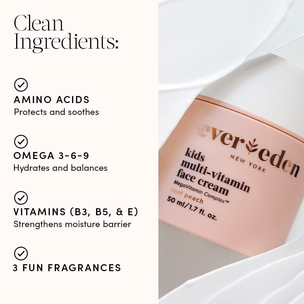 Evereden Kids Face Cream: Melon Juice, 1.7 oz. | Kids Face Lotion | Clean and Non-Toxic Kids Face Moisturizer | Multi-Vitamin Sk