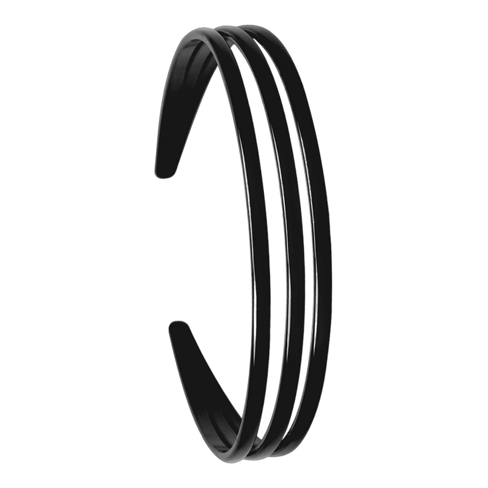 MYADDICTION Ladies Women Triple Row Headband for Make up Sports Accessories PC Material Black