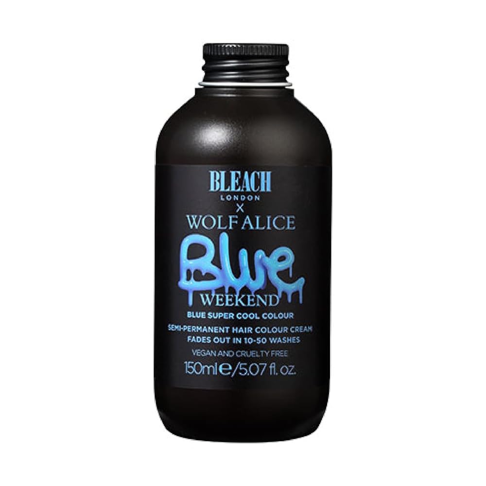 Bleach London Blue Weekend Semi-Permanent Hair Colour Cream - True Blue, Vegan, Cruelty Free, Vibrant Temporary Dye 150 ml