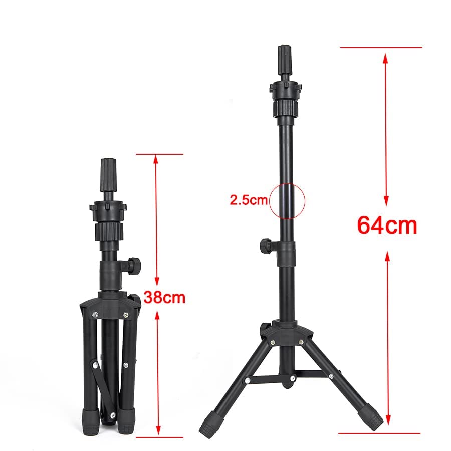 AliLeader 25 Inch Wig Head Stand Adjustable Mannequin Head Stand Wig Stand Tripod with Head Adjustable Wig Tripod Stand for Trai