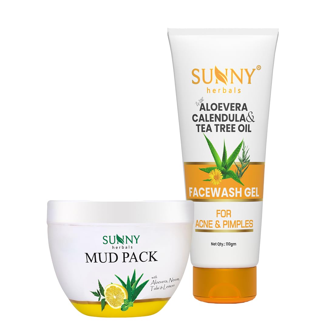 Sunny Mud Face Pack And Sunny Face Wash Gel Combo Pack (Tea Tree Oil Face Wash Gel (110 Gm) & Mud Pack (150 Gm))