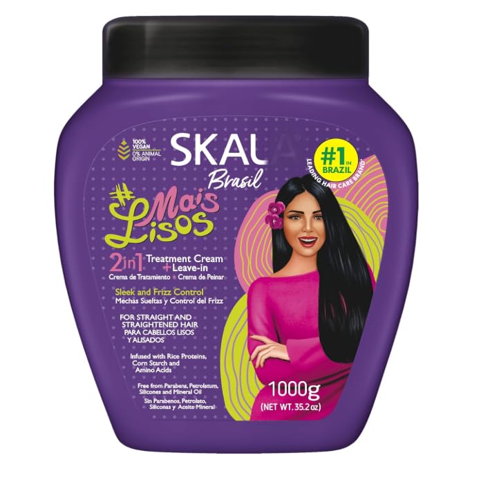 SKALA Mais Lisos Hair Type 1A  Hydrate Waves, AntiFrizz 2 IN 1 Conditioning Treatment and Combing Cream/with a comb