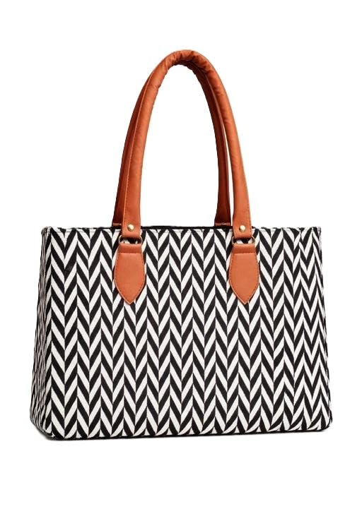 Women Stylish Zigzag Tote Bag White