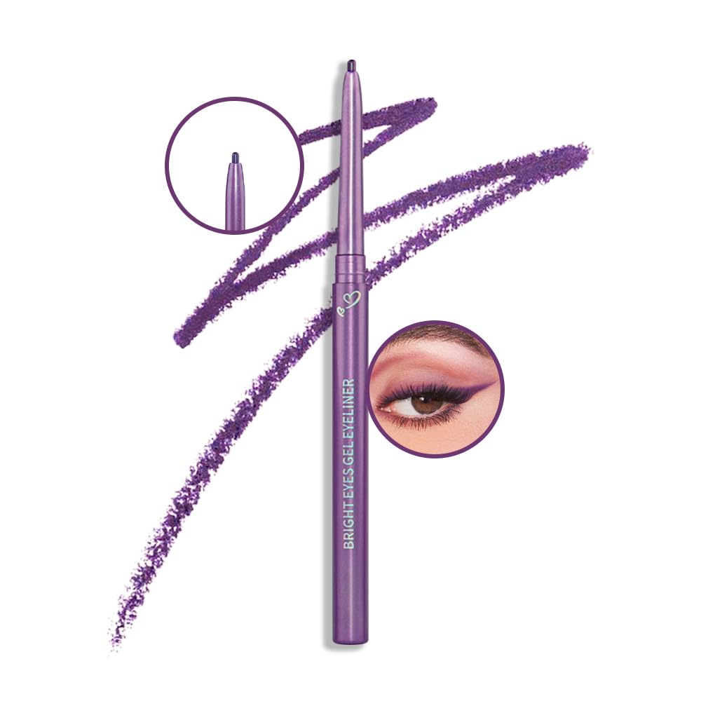 Kaely 1.5Mm Skinny Gel Eyeliner Pencil,Grape Purple Cat Eye Liner Makeup Pen,Cream Smooth Eyeliner Crayon,Delineador De Ojos Con