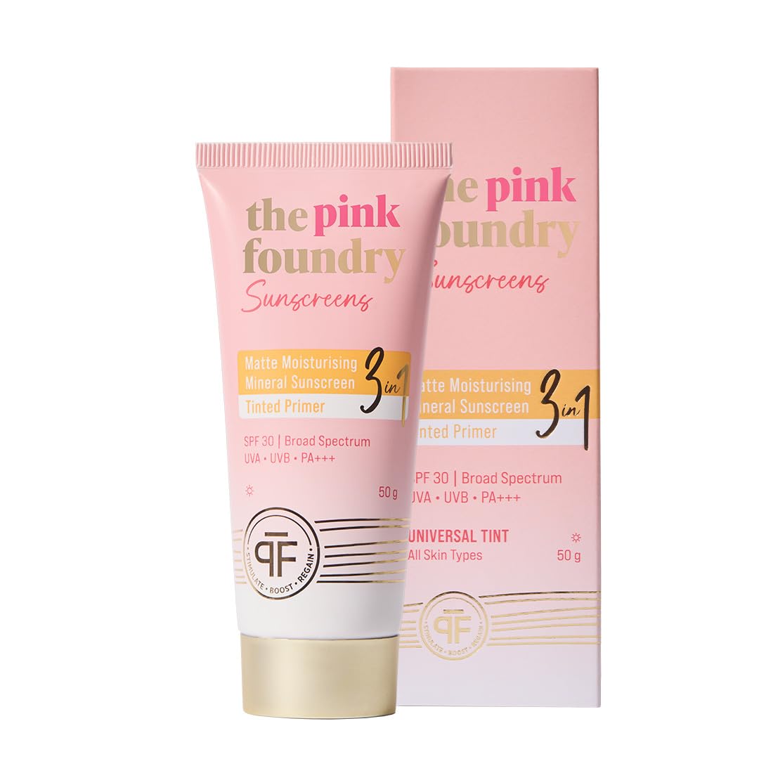 The Pink Foundry Matte Moisturising Mineral Tinted Sunscreen 50 G | Spf 30 Pa+++ Broad Spectrum Uva Uvb Protection | Zinc Oxide 