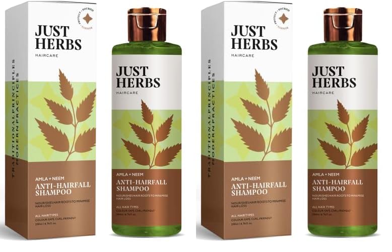 Just Herbs 8 In 1 Root Nourishing Amla Neem Hair Fall Control Shampoo For Men & Women - Suitable For Oily Hair Scalp, Sulphate &