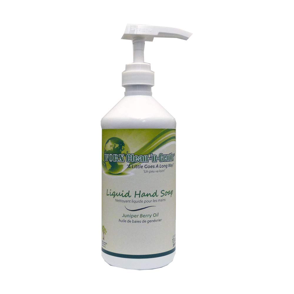 Worx Clean 'n' Gentle Liquid Hand Soap 13 oz. (384 ml) Soft and Supple, Rich Lather, Mild Formula, Light Juniper Berry Fragrance