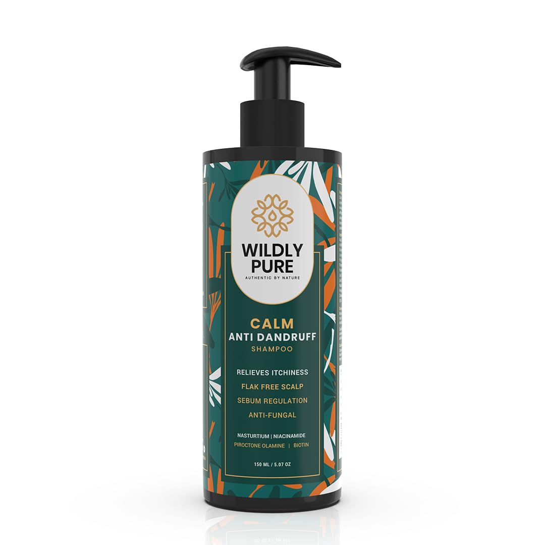 Wildly Pure Natural Anti Dandruff Shampoo|Nasturtium, Piroctone Olamine, Niacinamide & Biotin| 72% Less In Dandruff In 3 Wash| R