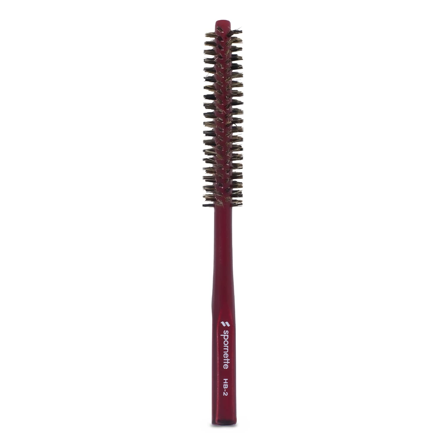 SPORNETTE Mini Styler Boar Bristle Round Brush HB-2, 0.75 Inch, Brown for Blowouts, Volume & Styling for All Hair Types