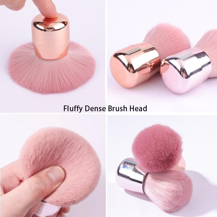 NaYiissi Makeup Blush Brushes - Travel Size, Fluffy Kabuki Brush for Loose Powder, Pink, 2.36 x 3.54 Inch, Plastic
