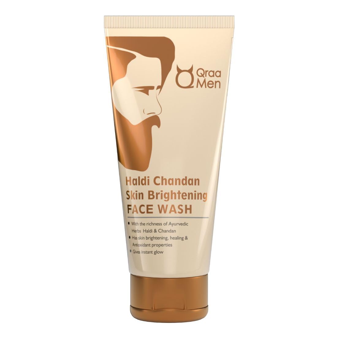 Qraa Haldi Chandan Skin Brightening Face Wash For Men| With Sandalwood And Turmeric Extracts | Paraben & Colorant Free Gentle Da