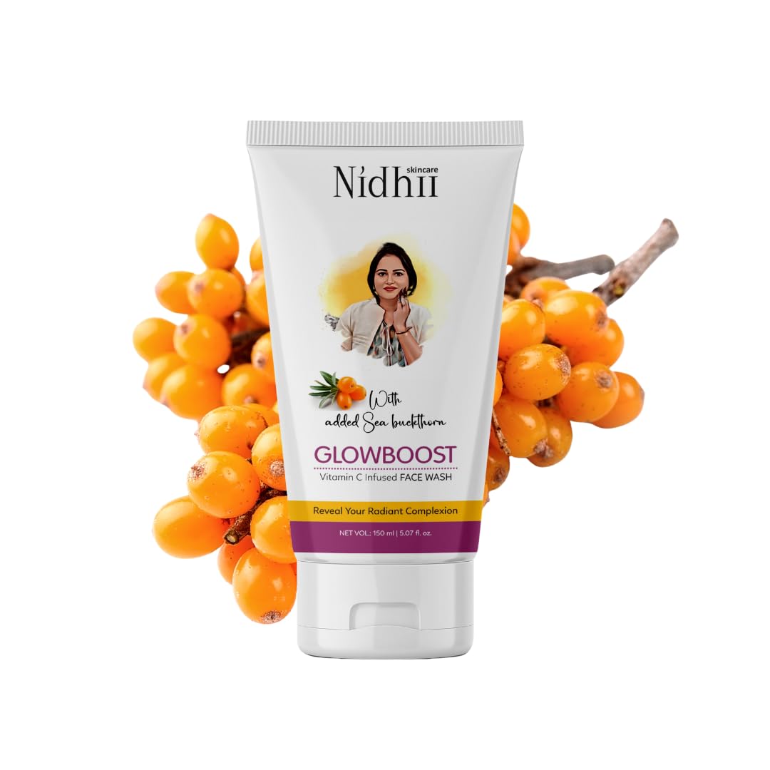 Nidhii Skincare Glowboost Vitamin C Face Wash With Sea Buckthorn, Licorice, Neem & Ashwagandha | Brightening & Deep Cleanser For