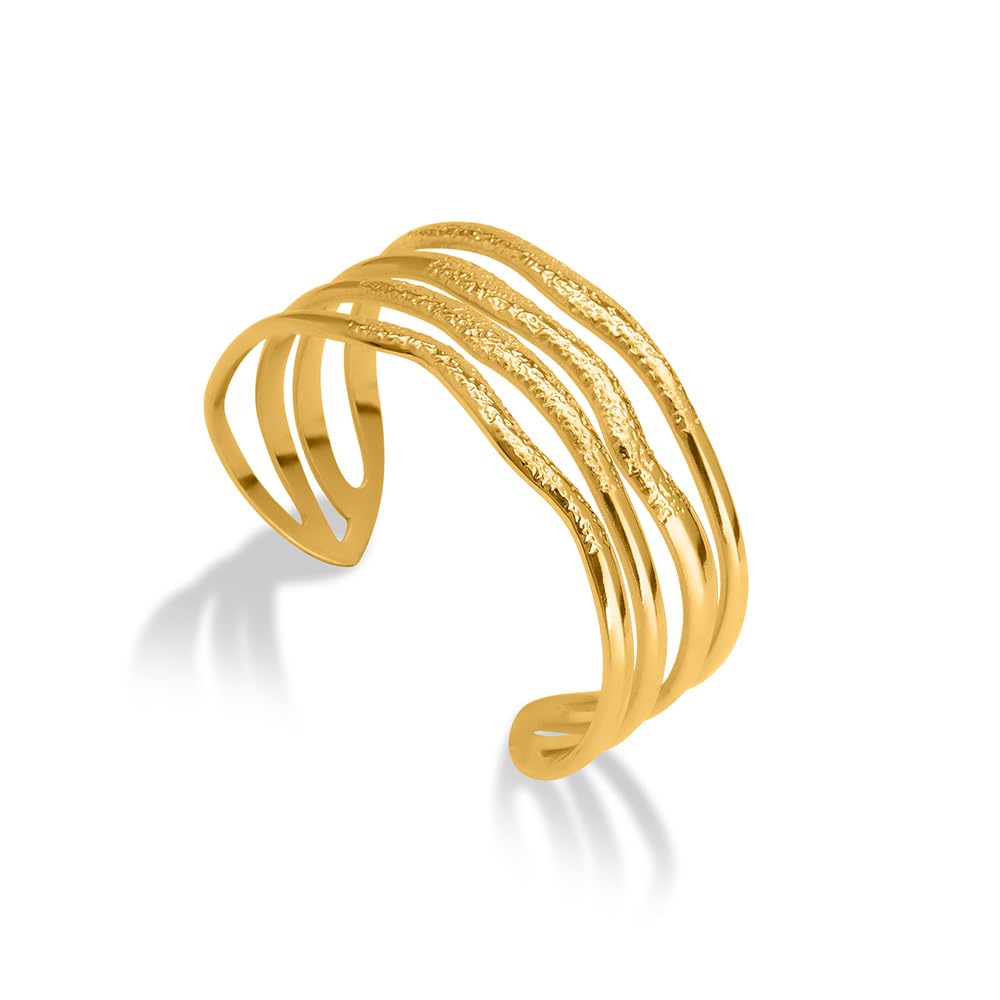 Palmonas Golden Waves Cuff Bracelet For Women  Gift For Girls & Women | Waterproof & AntiTarnish Bracelet