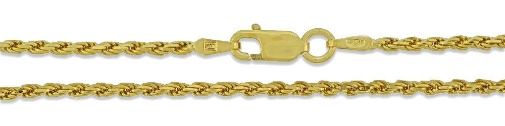 Sterling Silver 22k Gold Plated Diamond-Cut Rope Chain 2mm New Necklace 925 16