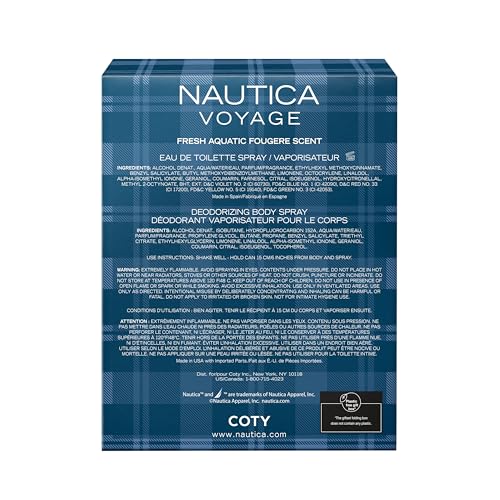Nautica Voyage 2-Piece Giftset, Eau de Toilette & Deodorizing Body Spray, 1.6oz, 6.0oz