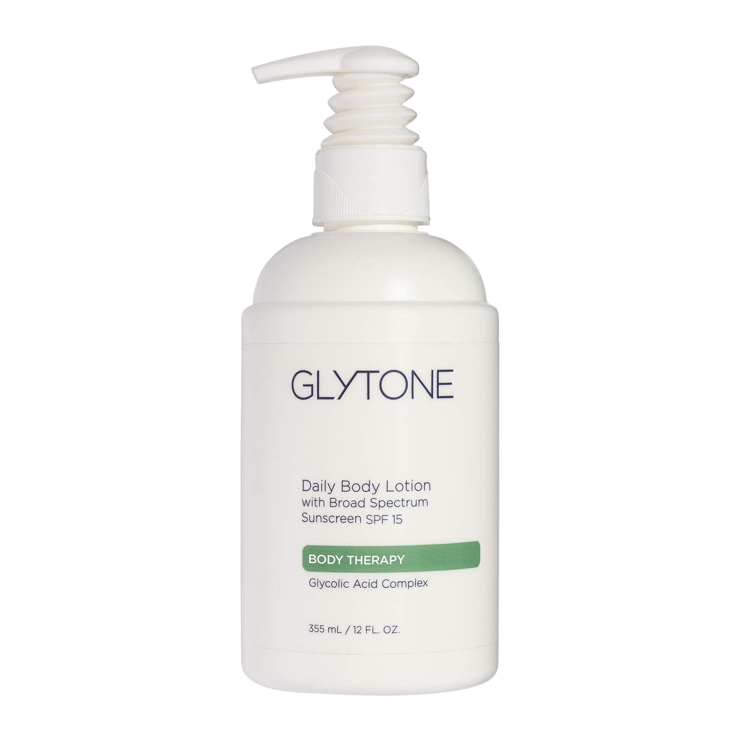 Glytone Daily Body Lotion Broad Spectrum SPF 15 with Glycolic Acid & Shea Butter, Retexturizing Moisturizer, Fragrance Free, 12 