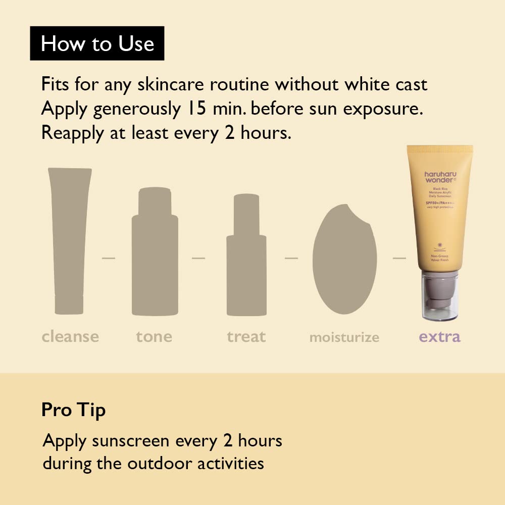 Haruharu Wonder Black Rice Moisture Airyfit Daily Sunscreen 1.69Fl.Oz (Pack Of 2)