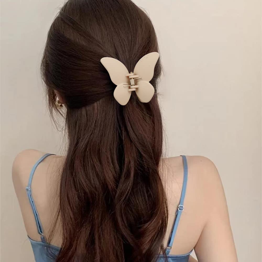 Atoden Butterfly Hair Clips For Women And Girls - 4 Pcs Nonslip Matte Jaw Clips, Gifts For Thin To Medium Hair Accessories