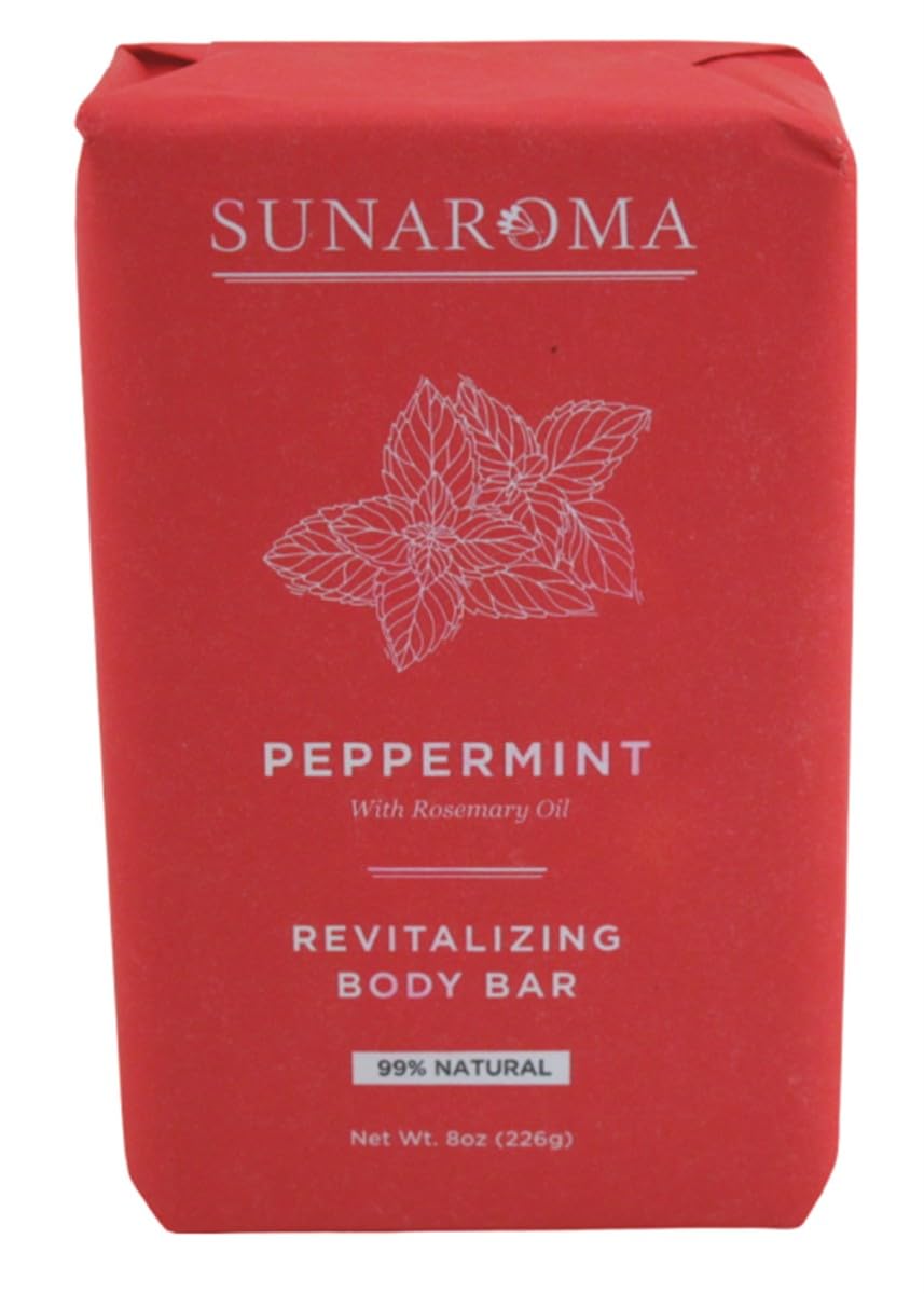 Sunaroma Bar Pepper Mint Oil Soap 8 Ounce (236ml) (3 Pack)
