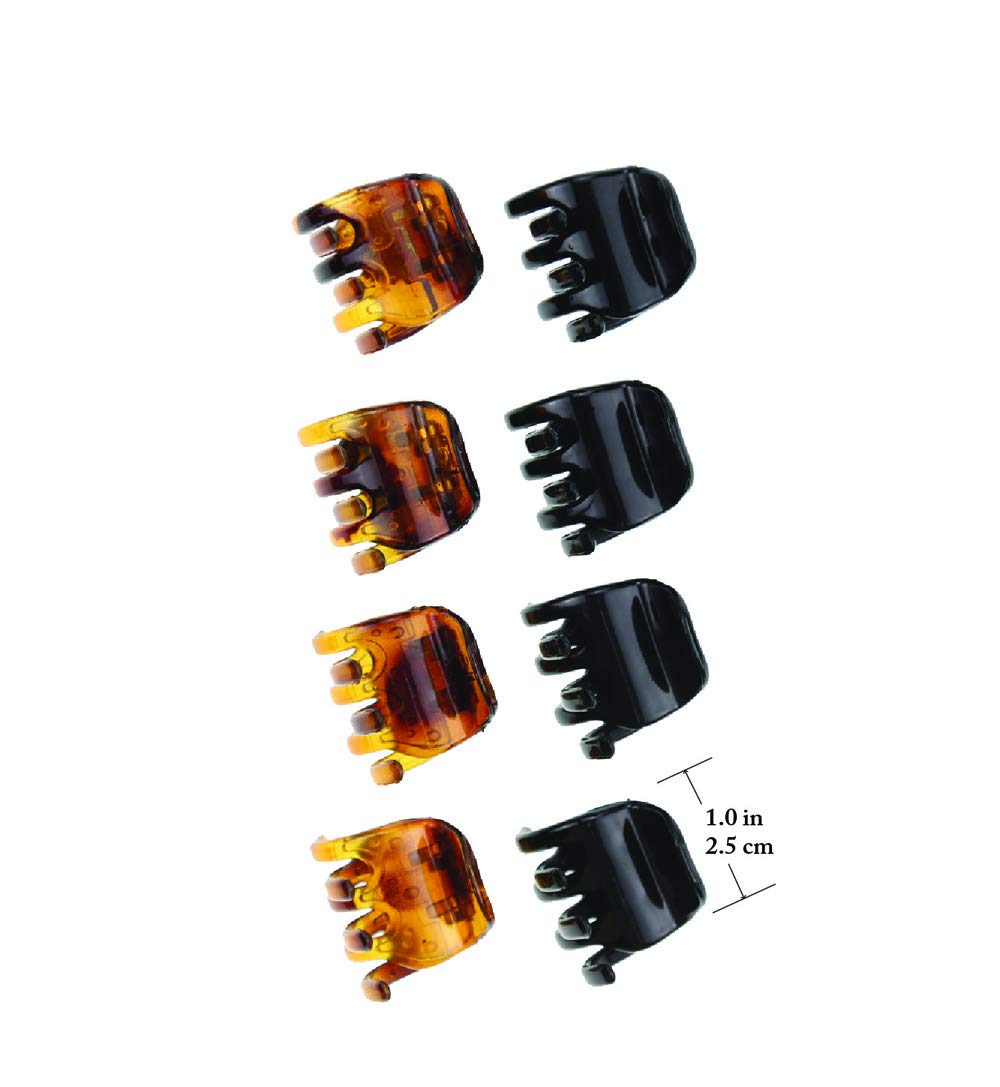 Women Crystal Plastic Hair Claw for thin to medium thick hair, Beauty Basic Jaw Clips,8 Pieces count.