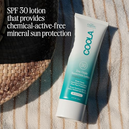 COOLA Organic Mineral Sunscreen & Sunblock Body Lotion, Skin Care for Daily Protection, Broad Spectrum SPF 30, Tropical Coconut,