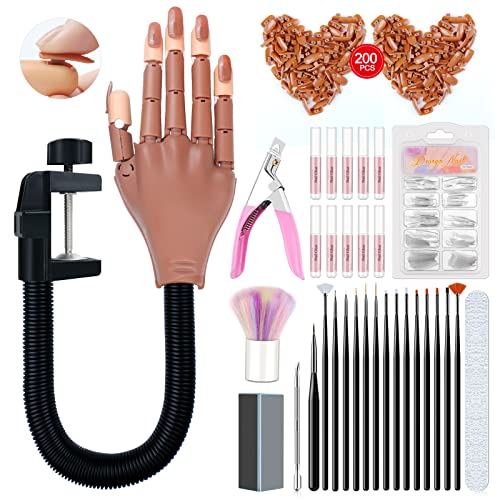 Saviland Practice Hand for Acrylic Nails, Flexible Moveable Fake Hands, Manicure Trainng Hand Nail Kit for Beginners, Movable Na