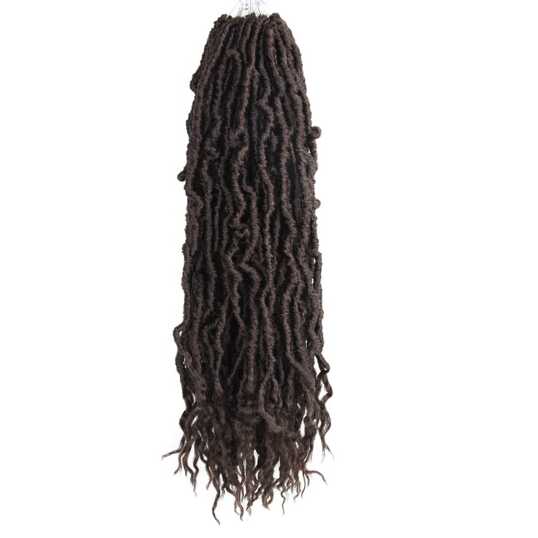 BOHOBABE 18 Inch New Faux Locs With Curly End 6 Packs Soft Locs Crochet Hair 72 Strands Natural Crochet Braids (6Packs,4#)