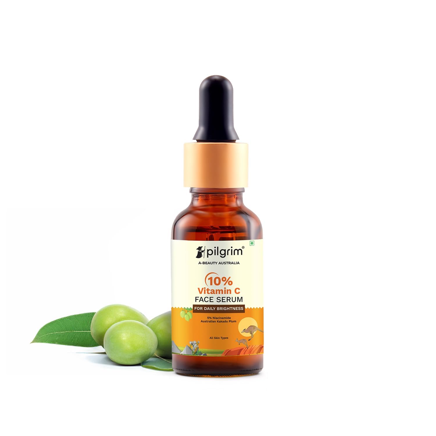 Pilgrim 10% Vitamin C Face Serum | Anti Aging Facial Serum with 5% Niacinamide & Kakadu Plum | Reduces Fine Lines, Smooths Skin 