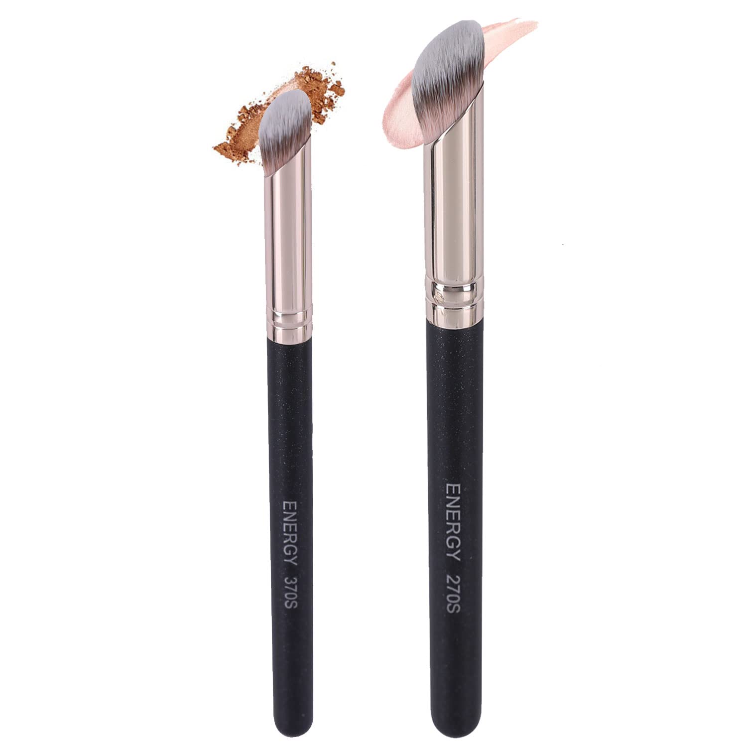 ENERgY Foundation Brushes Set - Angled Brush & Mini concealer Brush Premium Synthetic Eye Makeup Bushes for Blending Liquid Foun