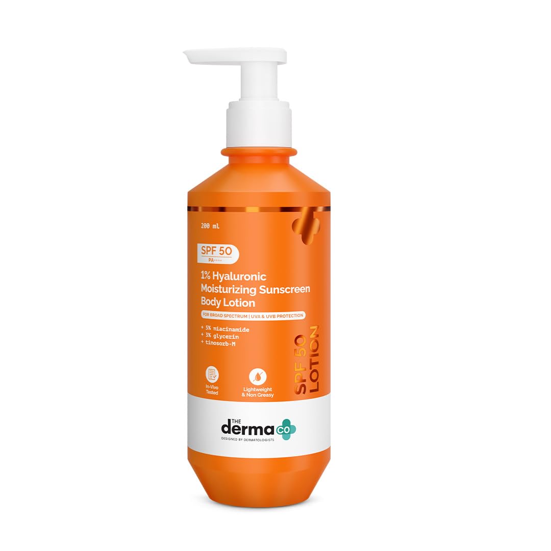 The Derma Co. 1% Hyaluronic Moisturizing Sunscreen Body lotion SPF 50 PA ++++ with 5% Niacinamide & 3% Glycerin | InVivo & InV