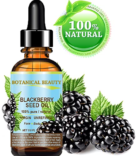 Botanical Beauty Blackberry Seed Oil 100% Pure Natural Virgin Unrefined. Cold Pressed Undiluted Carrier Oil. 0.5 Fl.Oz -15 Ml. F