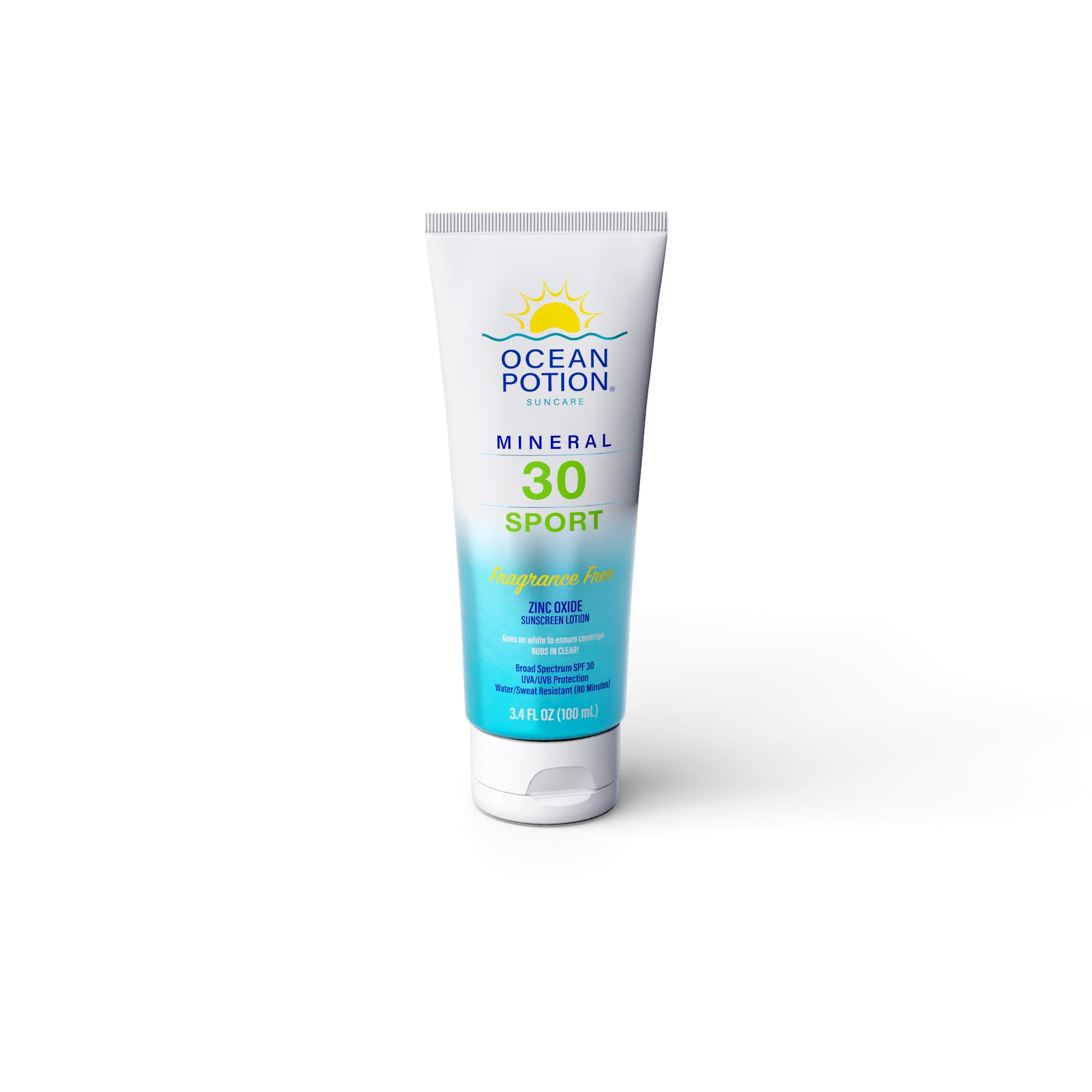 Ocean Potion Sport Mineral Sunscreen SPF 30, Zinc Oxide Broad Spectrum UVA/UVB Protection, Water & Sweat Resistant, NonGreasy B