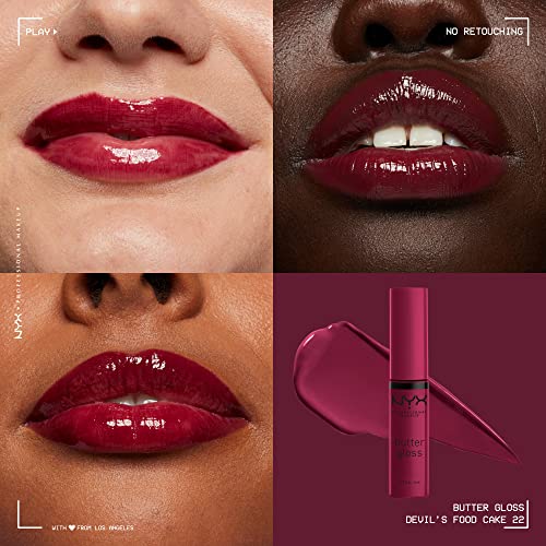 NYX PROFESSIONAL MAKEUP Butter gloss, Non-Sticky Lip gloss - Devils Food cake (Deep Plum)