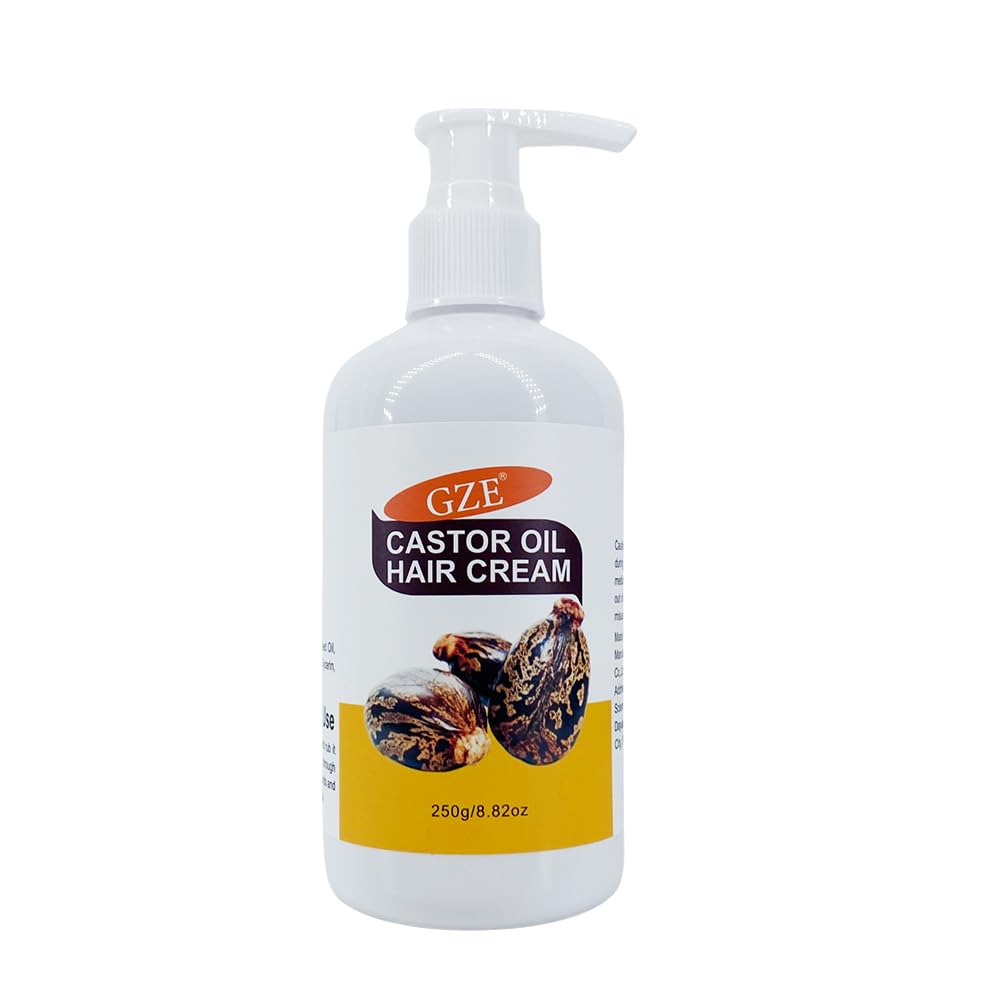 GZE Castor Oil Hair Cream | Nourishing Scalp & Hair Treatment | Moisturizes Dry Brittle Strands | Strengthens for FullerLooking