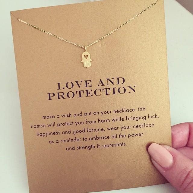 LANG XUAN Friendship Heart Compass Necklace Message Card Key Pendant Good Luck Elephant Pendant Chain Necklace with Gift Card