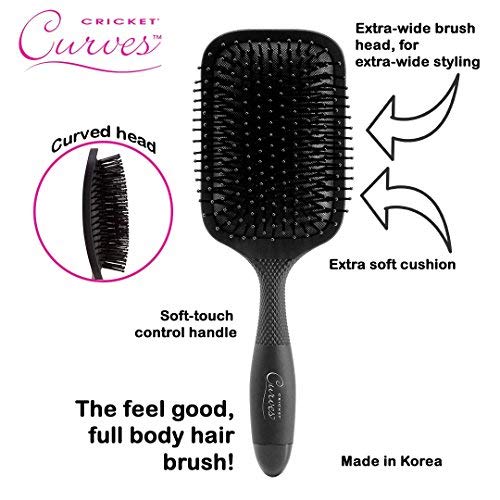 Cricket Curves Paddle Hair Brush For Blow Drying And Styling, Large Wide Hairbrush For Long Short Thick Thin Curly Straight Wavy