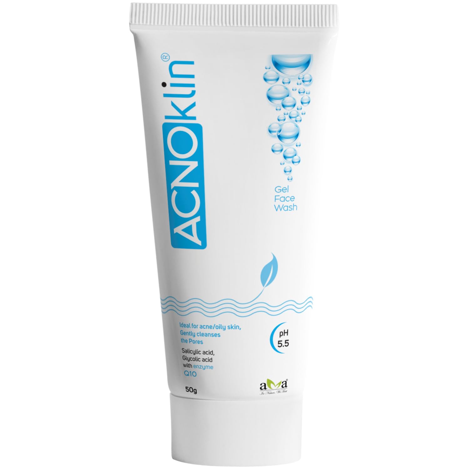 Acnoklin Gel Face Wash For Acne And Oily Skin, With Salicylic Acid And Q10, Ph 5.5, 50G (Pack Of 2)