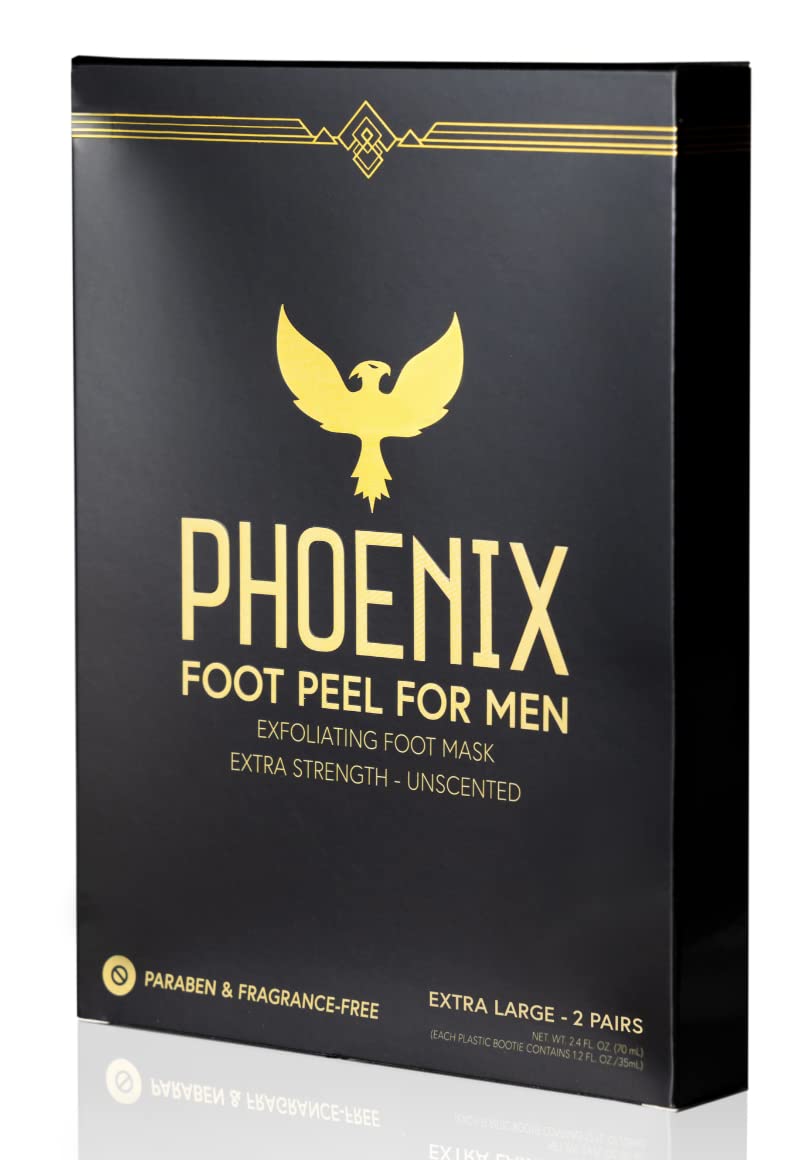 (Pack of 2) Phoenix Foot Peel for Men - Extra Large - Extra Strength - Exfoliating Dry Feet Treatment - Callus Remover - Unscent