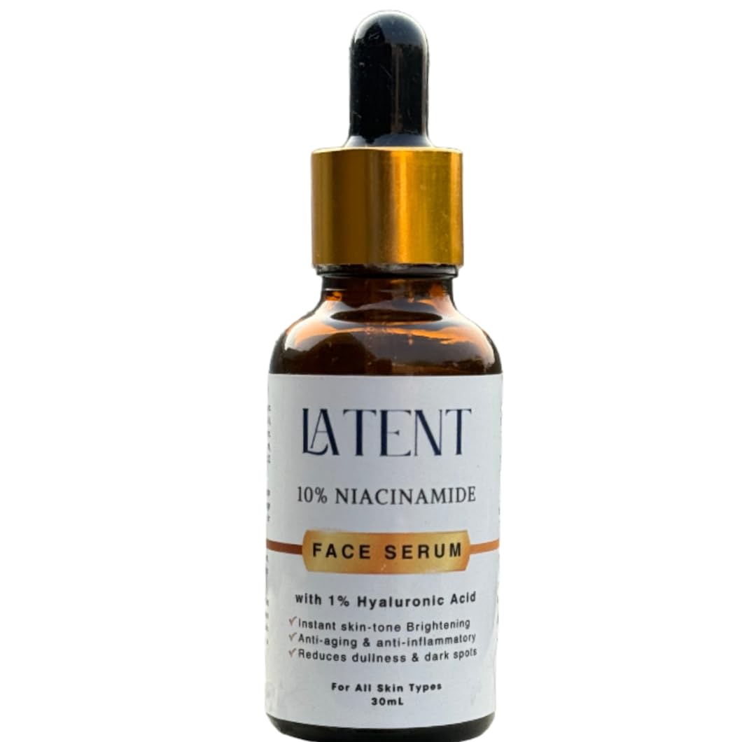 Latent 10% Niacinamide Face Serum With 1% Hyaluronic Acid, 30Ml  Brightening Serum For Dark Spots & AntiAging, Pore Minimizer,