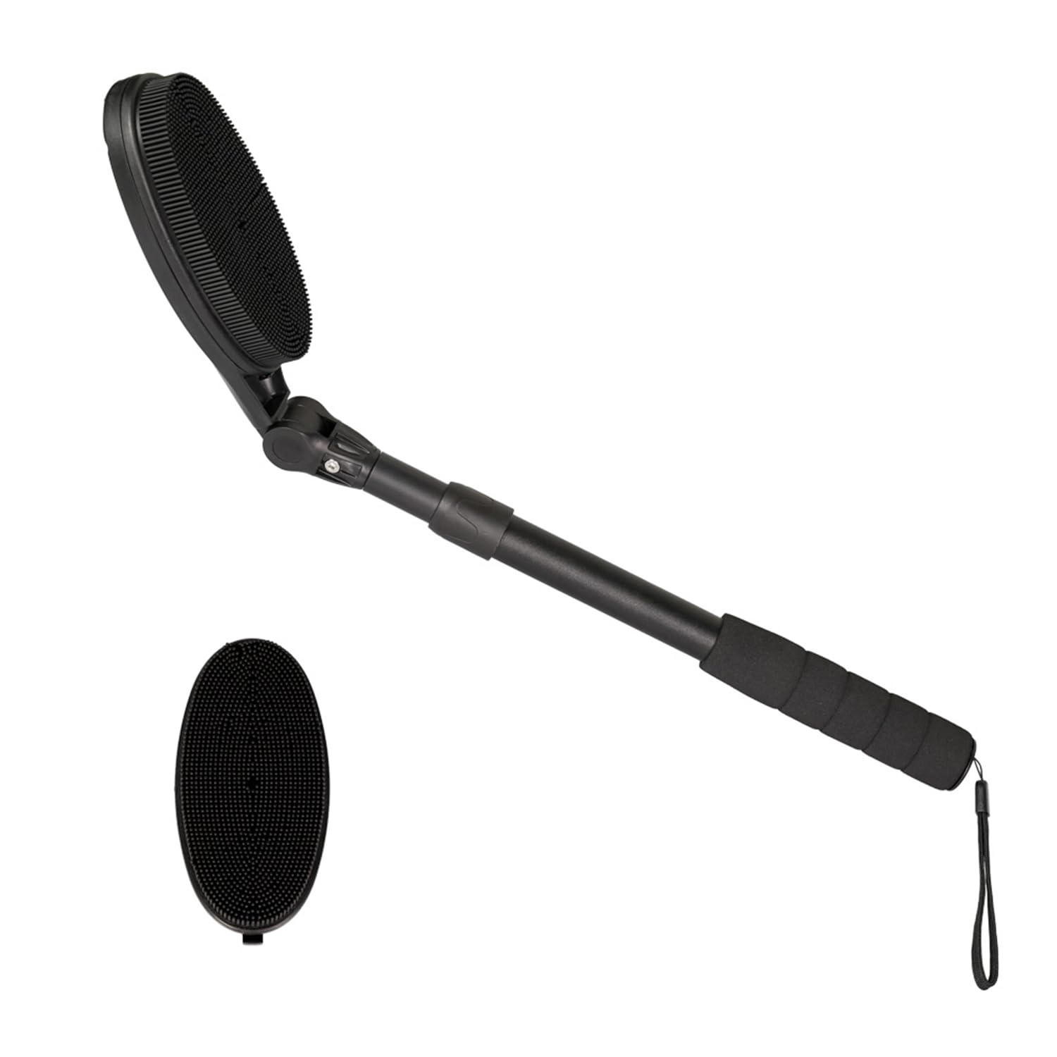 EASACE Back Scrubber for Shower, Soft Silicone Bath Body Brush with Long Handle, Adjustable Head with 1 Extra Replacements