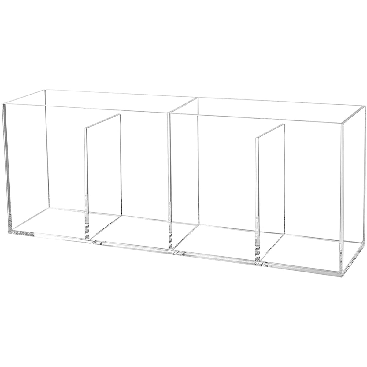 Clear Makeup Brush Organizer,Acrylic Cosmetic Brushes Storage Holder with 4 Slots,Pencil Pen Holder for Desk,Desk Organizer and 
