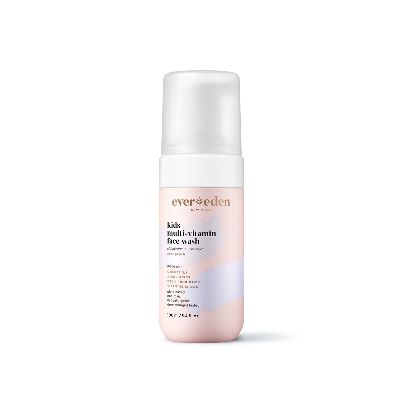 Evereden Kids Face Wash: Cool Peach, 3.4 fl oz. | Plant Based and Natural Kids Skin Care | Non-toxic and Organic Ingredients | M