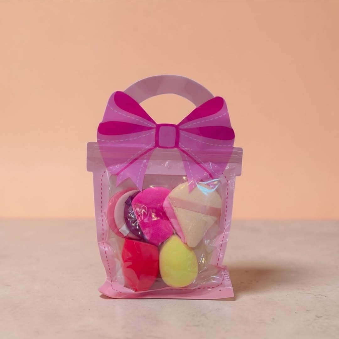 Prityka Beauty 9 Pcs Makeup Sponge & Puff Set With Cute Storage Pouch | Soft Beauty Blender & Powder Puff Kit | Face Blending Ap