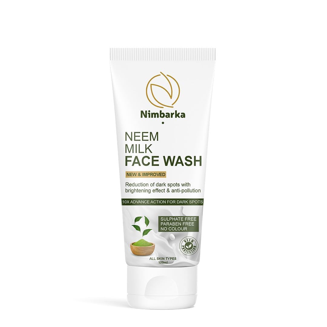 Nimbarka Neem & Milk Face Wash, ParabenFree Formula For Oily & AcneProne Skin, Herbal Cleanser With Neem Extract, Milk Protein
