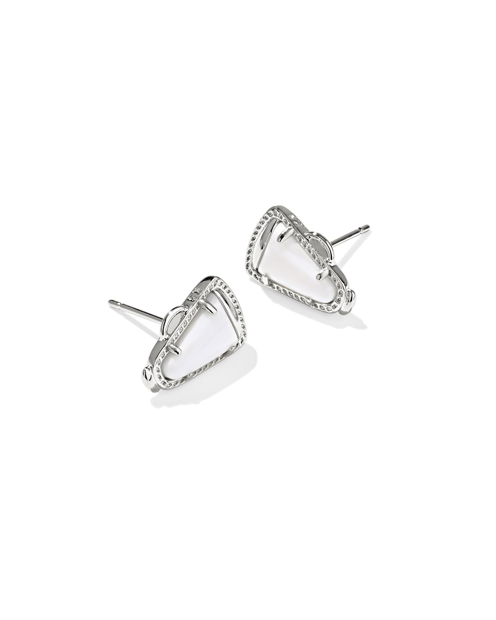 Kendra Scott Cheer Stud Earrings, Rhodium-Plated Brass, Fashion Jewelry for Women, White Mother Of Pearl