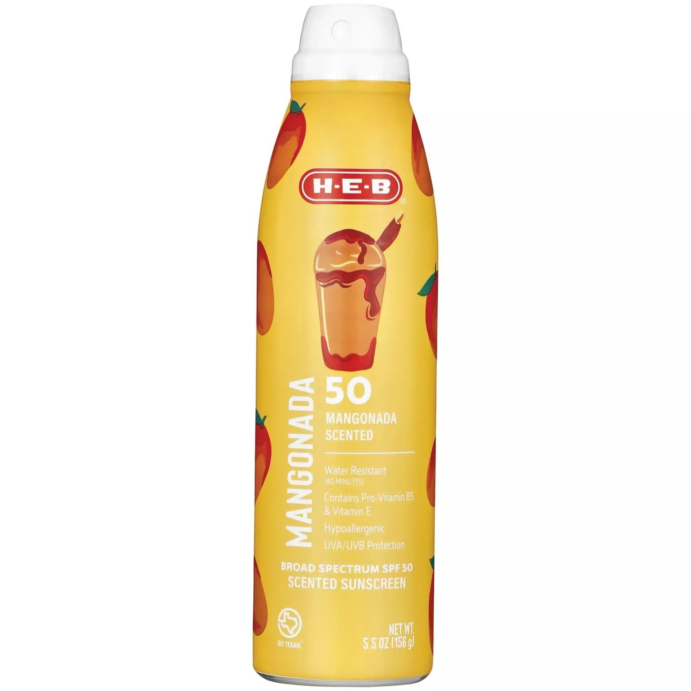 HEB Mango Chamoy Mangonada Sunscreen Spray, Oxybenzone Free, SPF 50, 5.5 oz