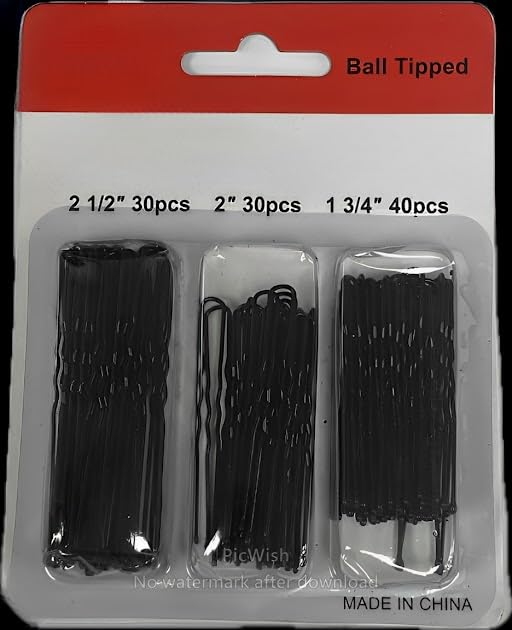 Accessorize Kingdom U-Shaped Hair Pins For Women, Juda Pins, Pack Of 100, Black Hair Styling Clips (Mix Size, 100 Count)