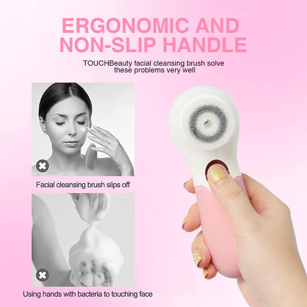 Face Brush Electric Face Cleansing Brush Skin Cleansing Face Scrubber with 3 Brush Heads TOUCHBeauty Spin Brush for Deep Cleansi